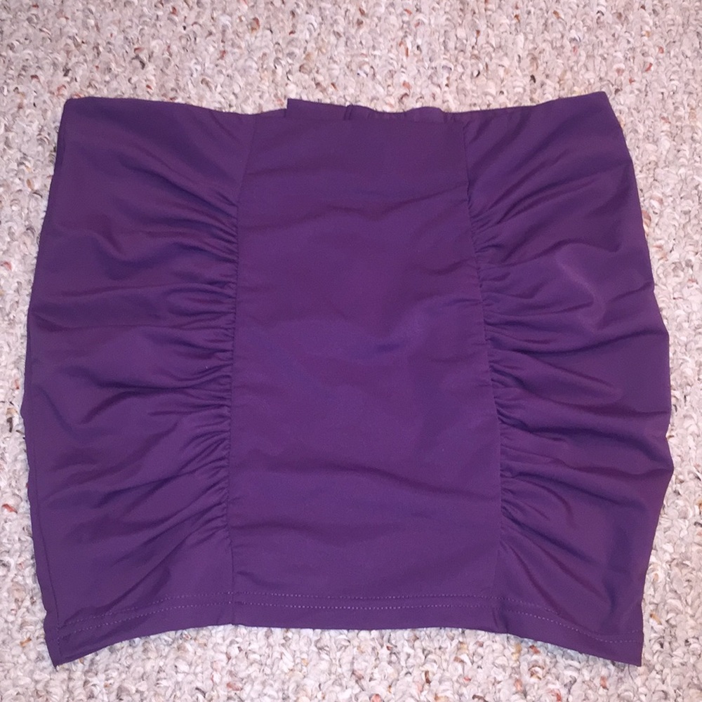 Purple ruched zipper back skirt